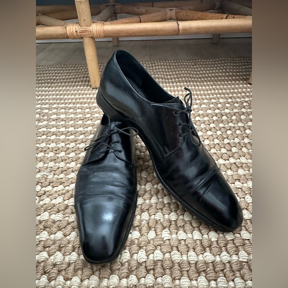 Ferragamo Black Leather Lace-up Oxford Shoes, 10.5